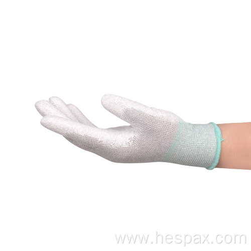 Hespax OEM Nylon PU Antistatic Safety Gloves Electronic